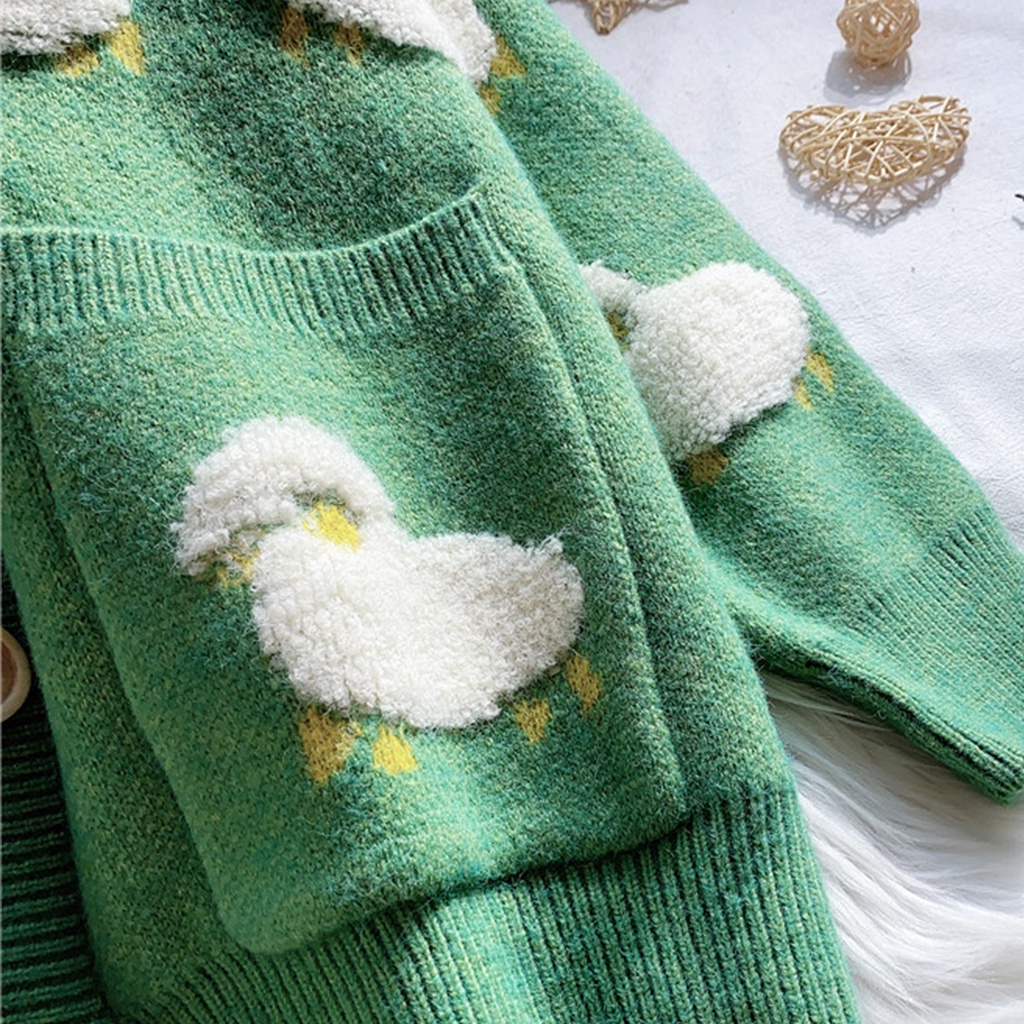 Áo khoác cardigan dáng rộng thêu họa tiết xinh xắn phong cách Hàn Quốc dành cho nữ