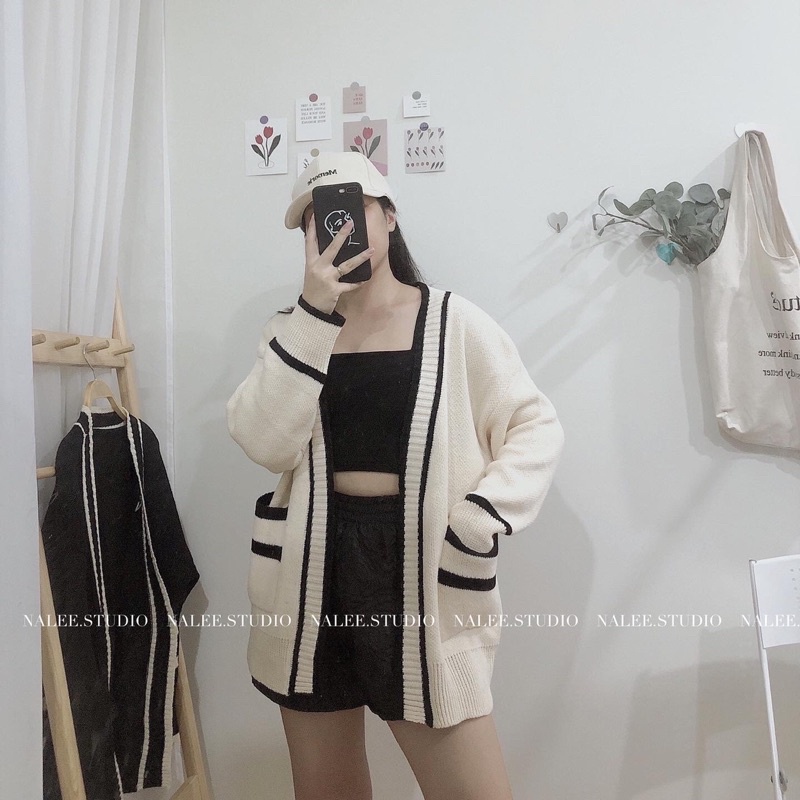 Len cardigan viền chất đẹp