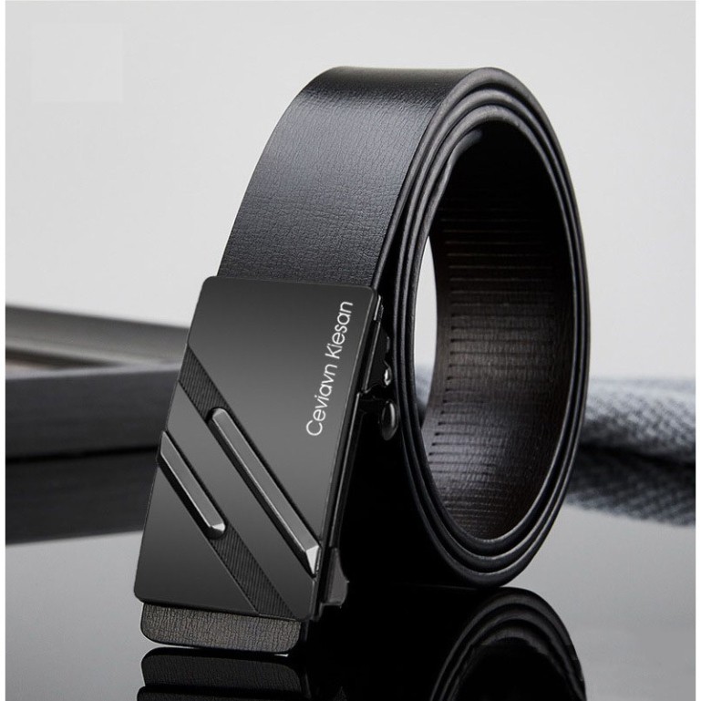 Thắt lưng da nam cao cấp Cieviavn Kiesan, dây nịt nam da thật rộng 33mm khóa tự động mạ ti tan