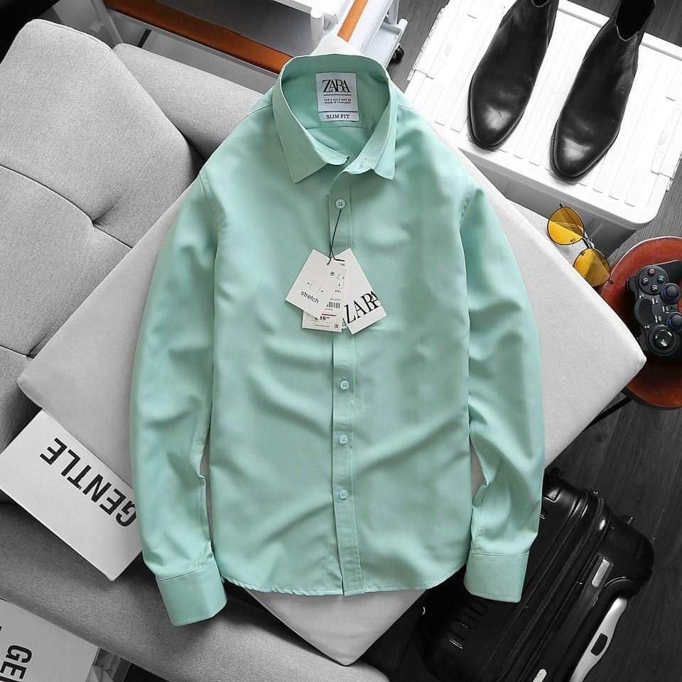 Áo sơ mi nam tay dài ZR màu xanh ngọc siêu đẹp, vải cotton lụa xuất khẩu cao cấp - Đẳng cấp phái mạnh