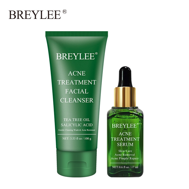Set Sữa Rửa Mặt Hỗ Trợ Giảm Mụn BREYLEE + Serum Hỗ Trợ Giảm Mụn Dịu Nhẹ Làm Sạch Da Làm Dịu Da / Se Khít Lỗ Chân Lông / Trị Mụn / Kiềm Dầu