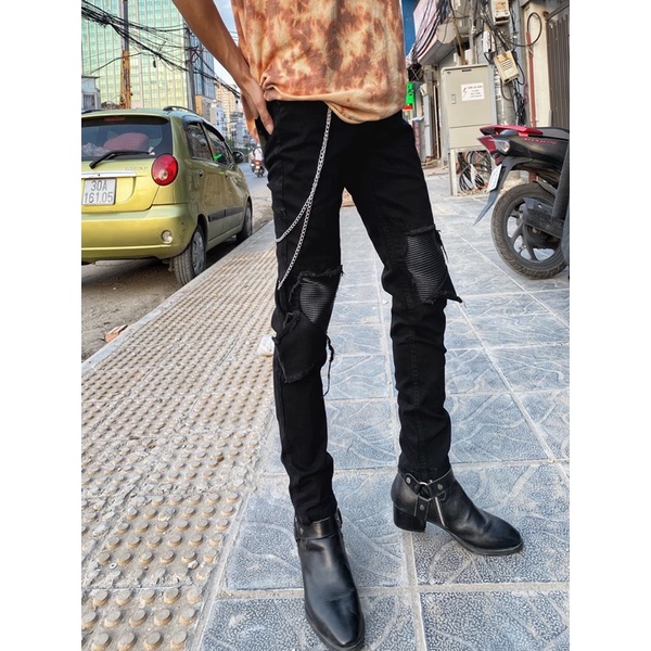 MẪU QUẦN BIKER ĐÁP DA GỐI 1010