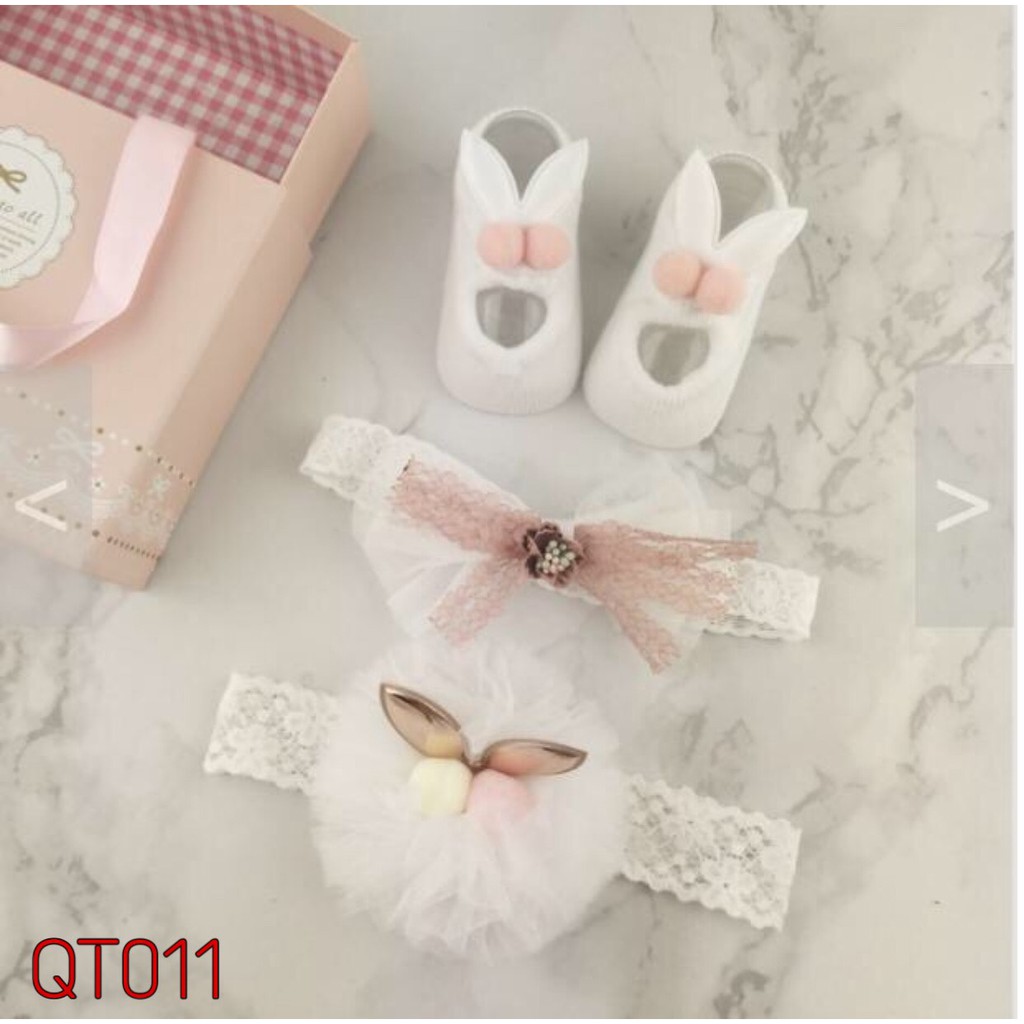 Set 3 chi tiết băng đô và vớ chân cho bé hàng cao cấp MiMi Shop