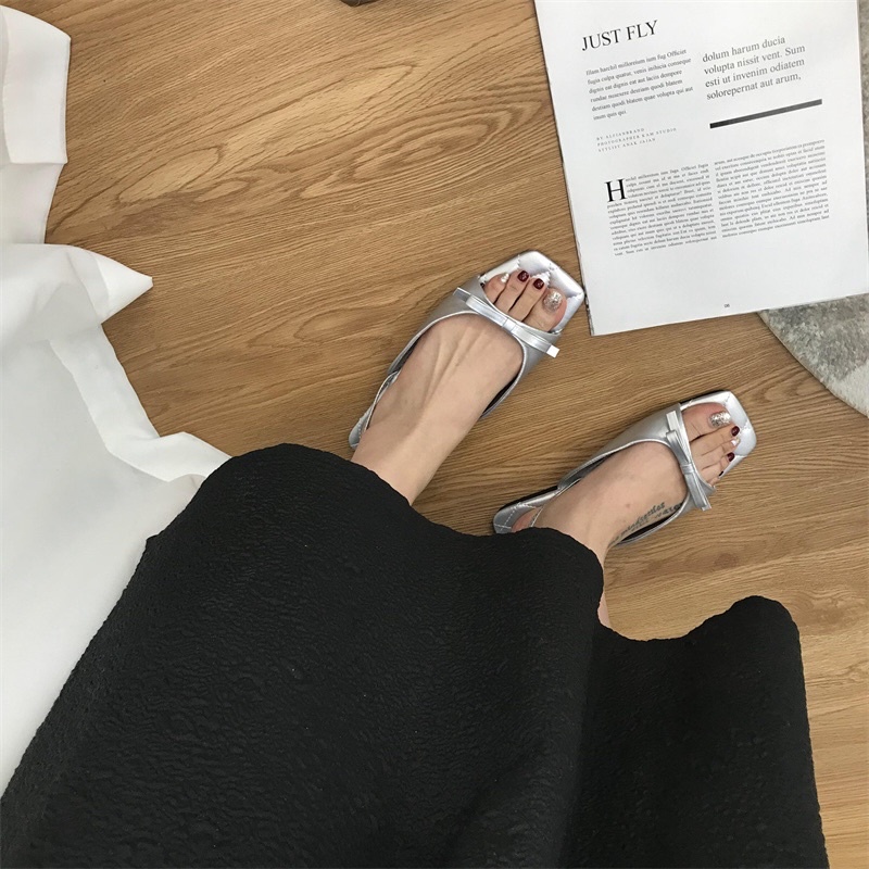 Dép sandal đế thấp quai nơ