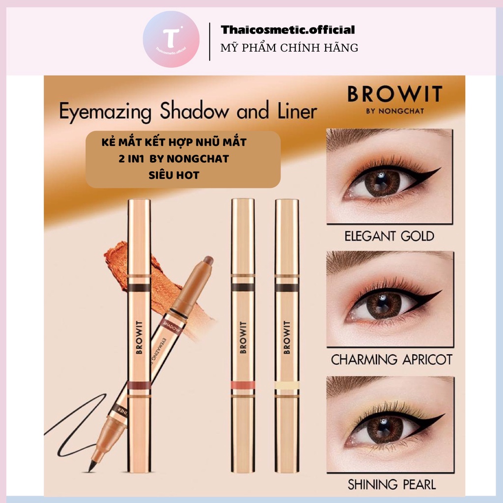 Bút kẻ mắt & Sáp nhũ 2 đầu 2in1 BROW IT BY NONGCHAT đầu Liner siêu dễ kẻ chống thấm nước