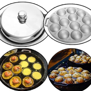 Khuôn Đổ Bánh Khọt 10 lỗ Nắp Inox Vạn Lợi Dragon - khuôn bánh khọt