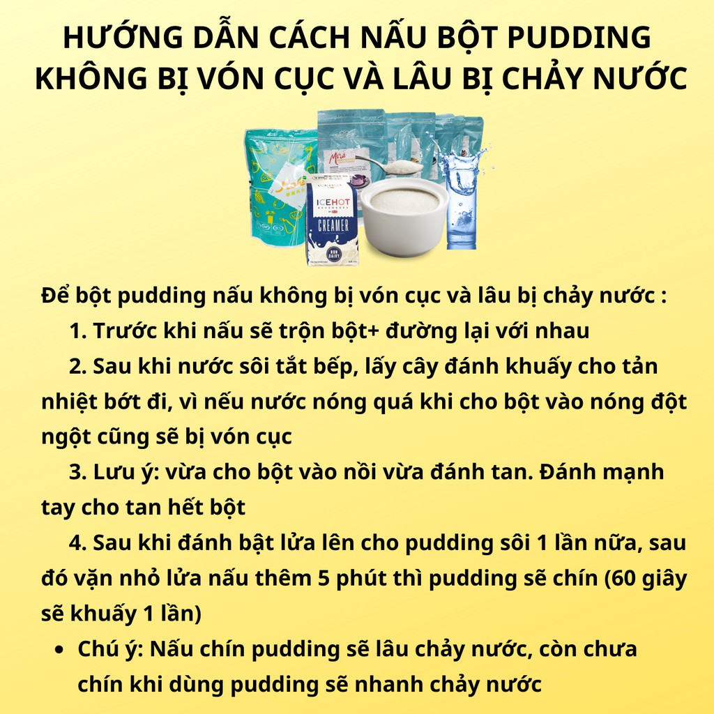 Bột Làm Bánh Flan Mira Pudding Hương Khoai Môn 1kg Làm Topping Trà Sữa