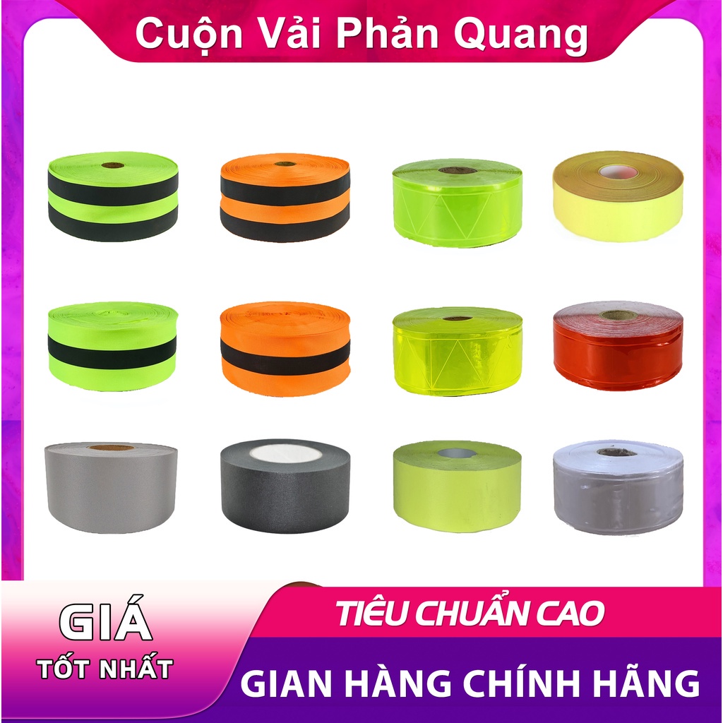 Cuộn dây phản quang nhựa, vải phản quang, vải chống cháy phản quang, vải phản quang co giãn dùng trong may mặc, cảnh báo