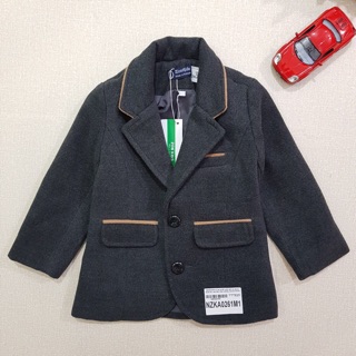 Áo vest dạ bé trai phối viền cổ và nắp túi