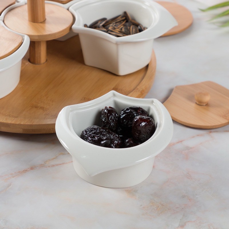 (XẢ KHO) Khay mứt đế xoay, khay bánh kẹo Tết - Sứ cao cấp xuất khẩu phong cách Bắc Âu