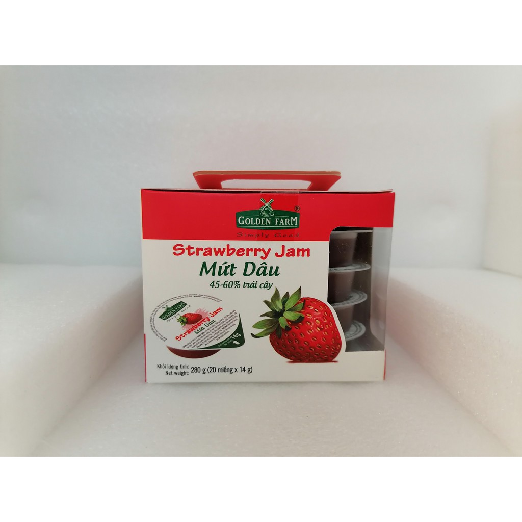 [280g (Hộp Vuông)] MỨT DÂU [VN] GOLDEN FARM Strawberry Jam (bph-hk)