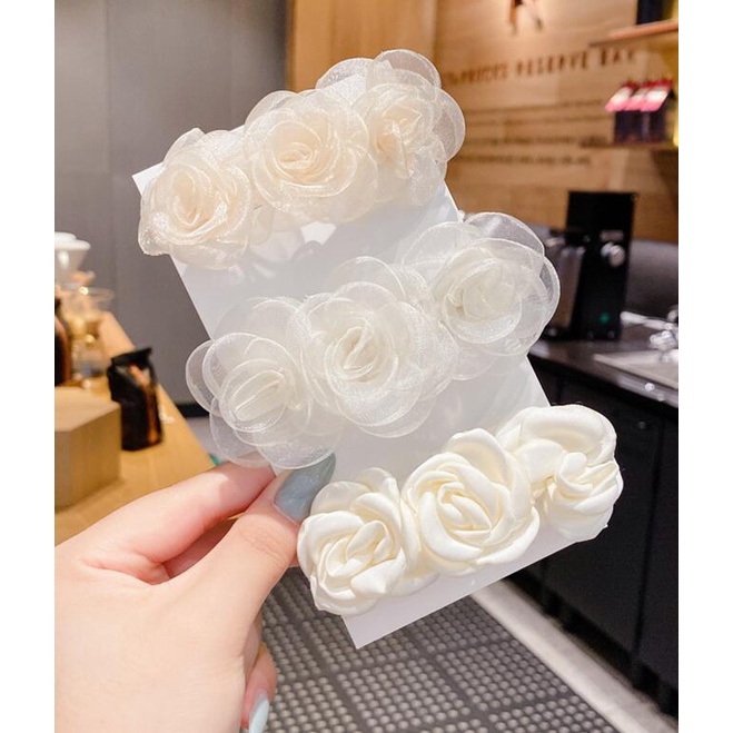 Kẹp Tóc Hình Hoa Phối Lưới Phong Cách Hàn Quốc Thời Trang Mùa Hè Mới 2022 Cho Nữ