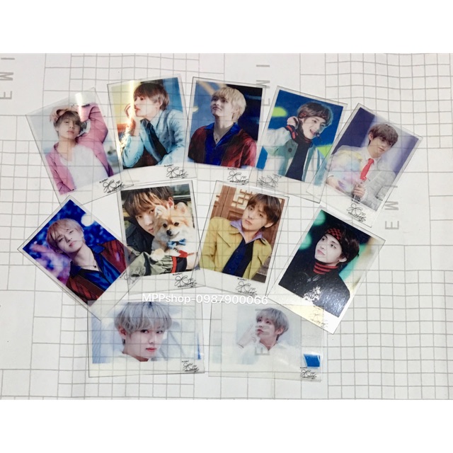 Combo 7 các polaroid BTS  trong suốt Vy có chữ ký ngẫu nhiên