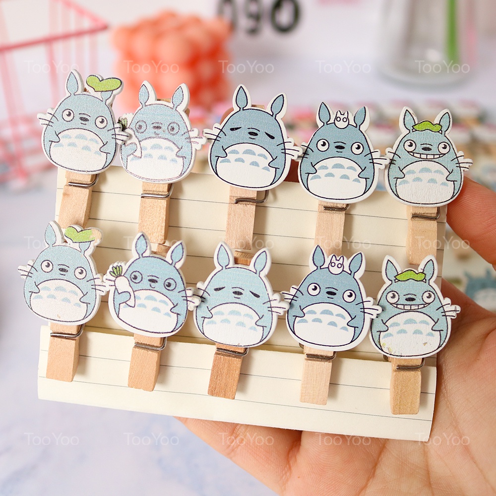 SET 10 Kẹp gỗ treo ảnh chủ đề HOẠT HÌNH kèm dây dễ thương cute TooYoo TY0169