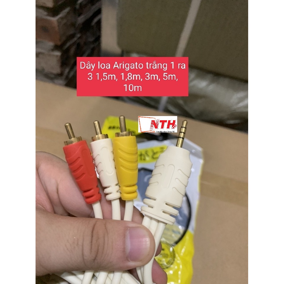 Cáp Nối Dài Loa 1 Đầu 3.5 Ra 3 Đầu AV Bông Sen Dài 1.5M 1.8M 3M 5M 10M - Dây Trắng Loại Xịn