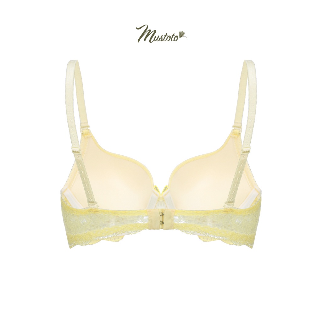 [CÚP NHỎ] Áo Lót Mút Dày Vừa 2,5cm Có Gọng Nâng Ngực Ren Phối Lưới Sharry Vàng Kem (Mustoto MA46)