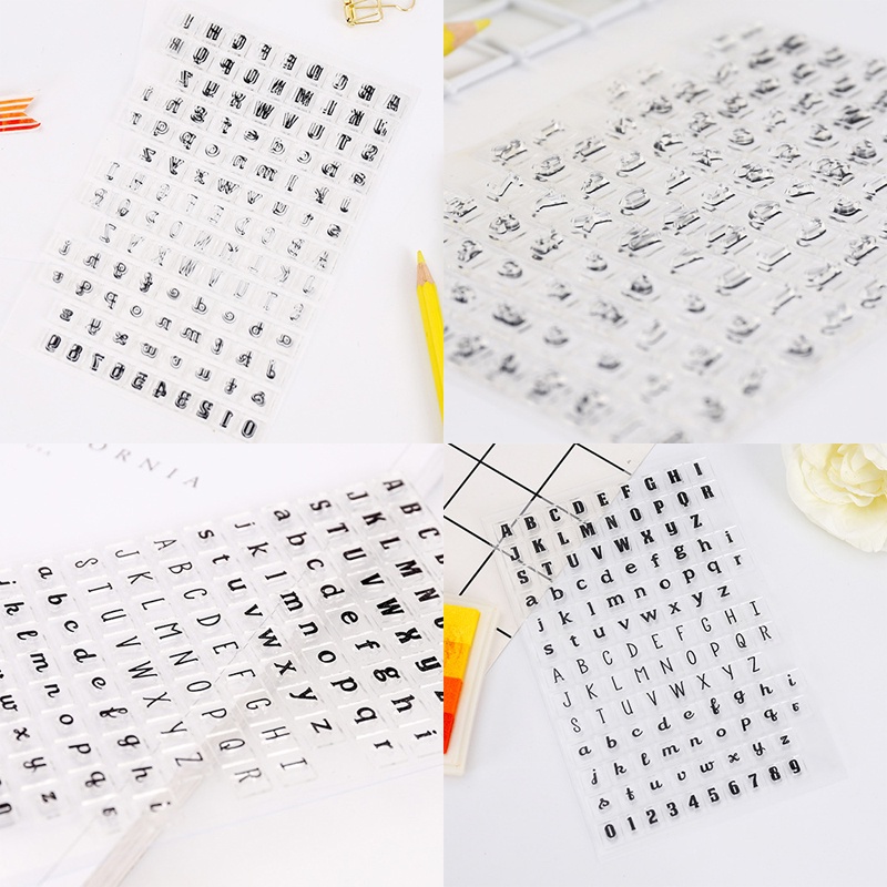 Con dấu nhựa PVC hình chữ cái / chữ số / hoa lá phong cách cổ điển dùng để trang trí sổ tay