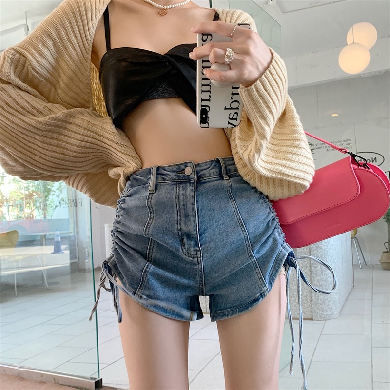 Quần Short Denim Mỏng Lưng Cao Xu Hướng Mới Mùa Hè Hàn Quốc Cho Nữ