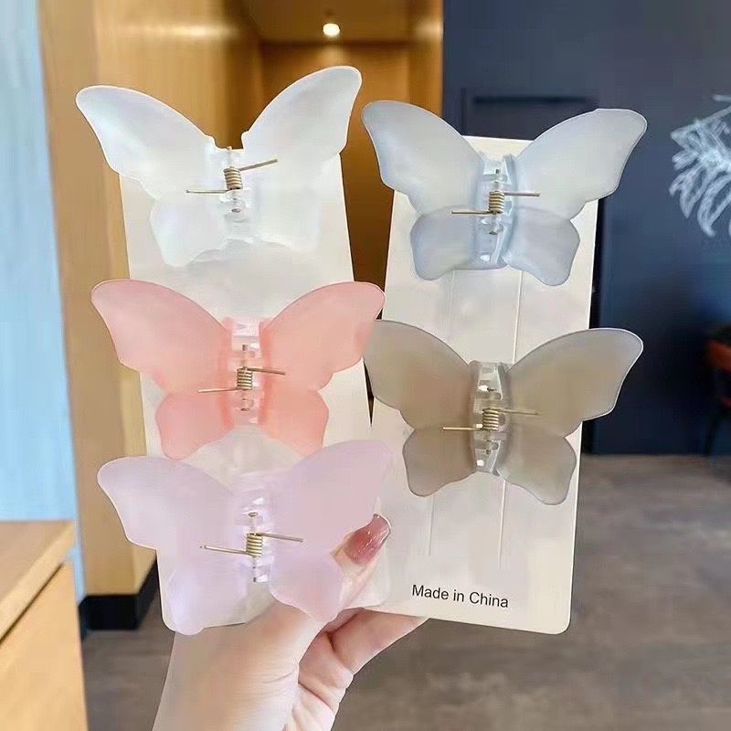 Kẹp tóc butterfly xinh màu thạch nhựa k