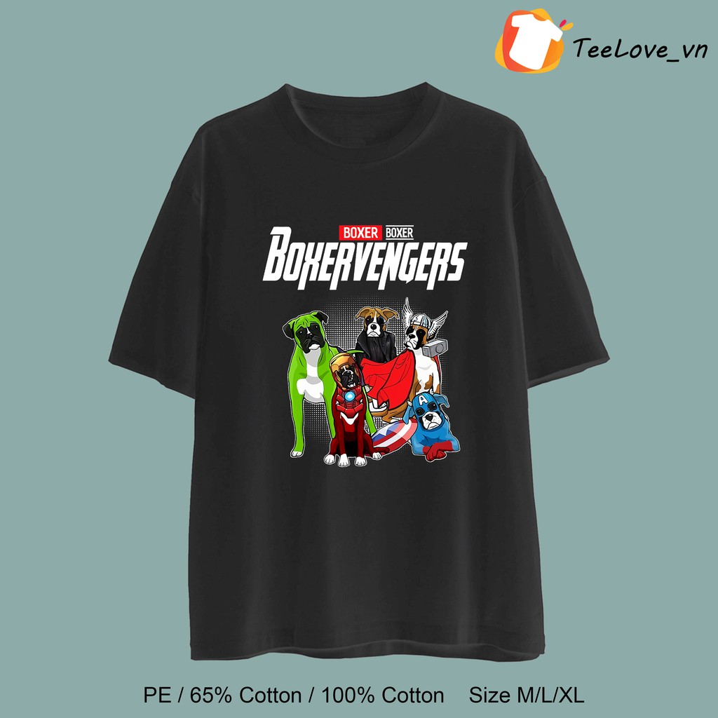 Áo thun 100% Cotton tay lỡ hình những chú chó Avengers kiểu dáng UNISEX form rộng cho nam nữ màu đen, trắng size M/L/XL