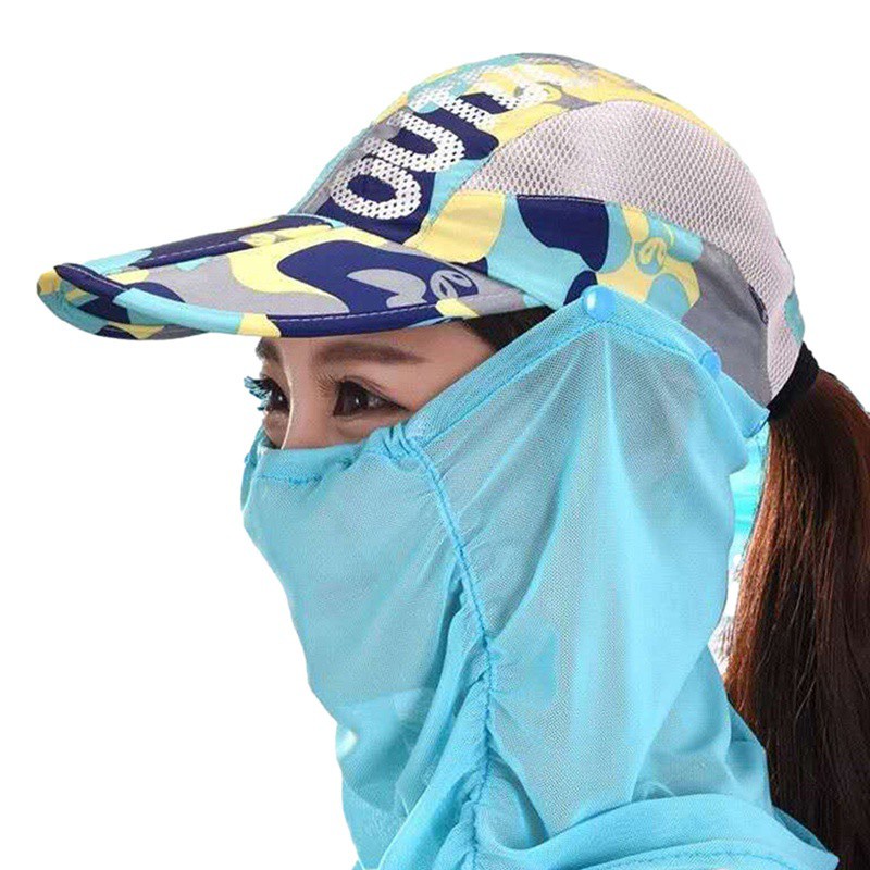 Mũ Cotton Che Nắng Kèm Khẩu Trang Chống Tia Uv 50 +