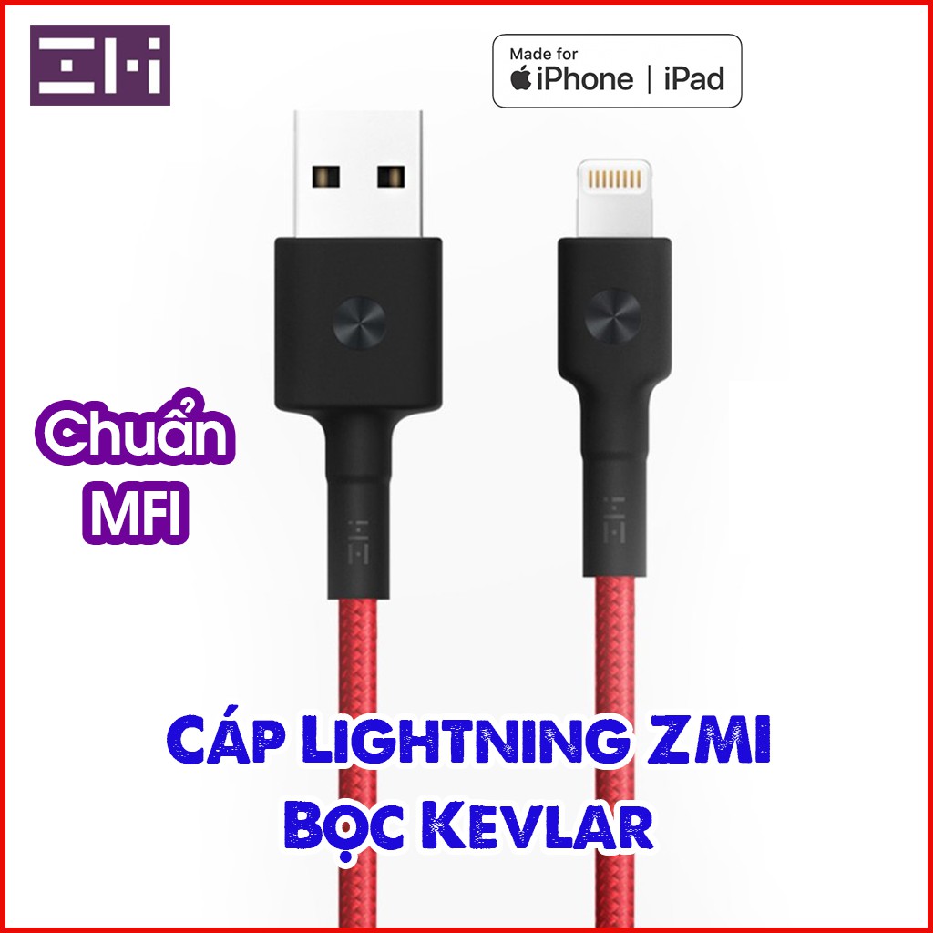 [Hỏa Tốc HCM] Cáp lightning ZMI AL881/AL833 dài 2m &amp; ZMI AL803 / AL805 dài 1m Chuẩn MFI dây bọc sợi KEVLAR)