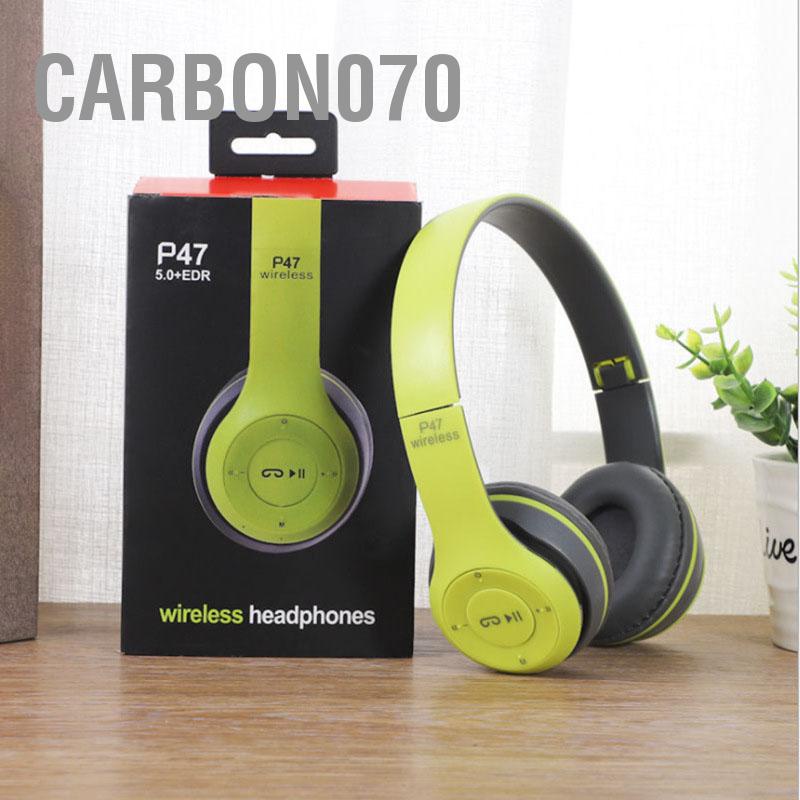 Hàng Sẵn Tai Nghe Chụp Tai Bluetooth P47 Có thể gập lại không dây tiện dụng Âm Bass Cực Chất【Carbon070】