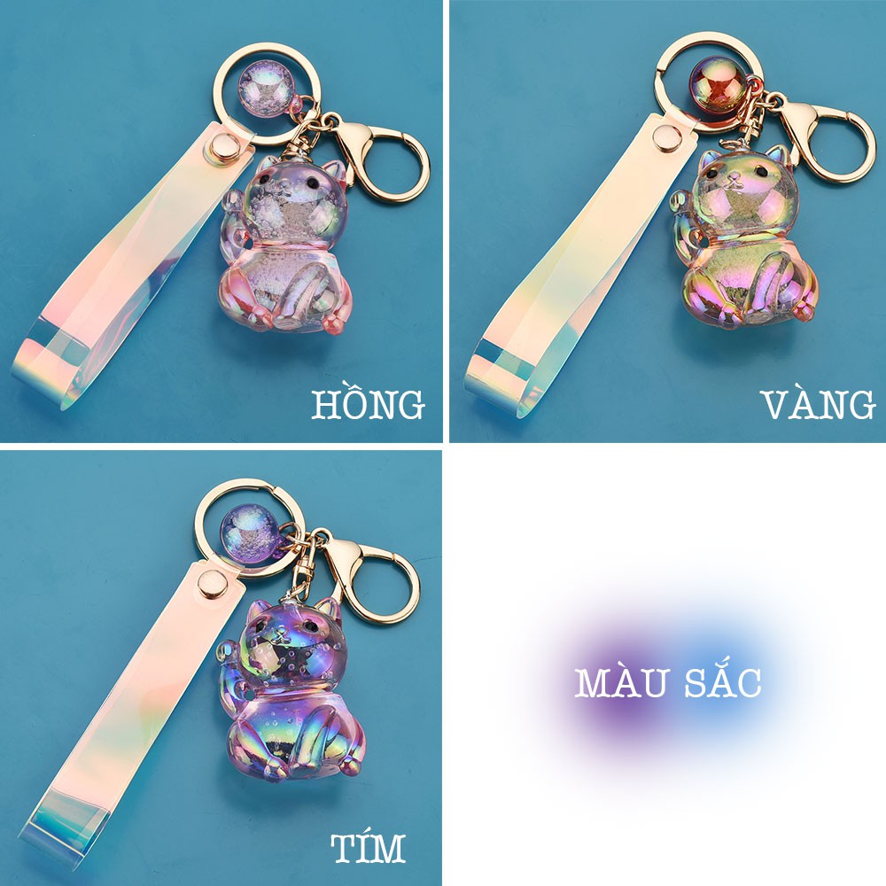 Móc Khóa Treo Balo Mèo Trong Suốt Bling P1839