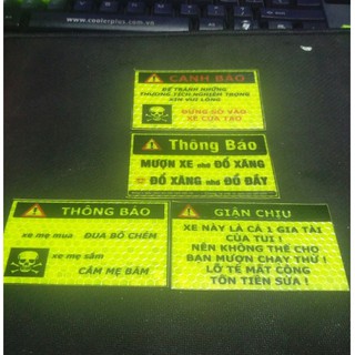 tem cảnh báo , tem xe phản quang logo phượt ( combo 4 logo )