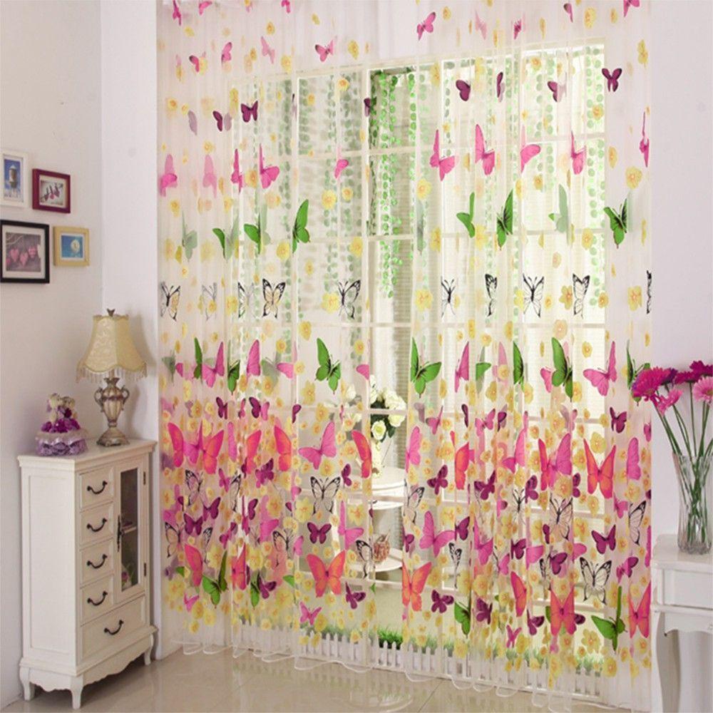 Rèm cửa sổ Vải Tuyn Hình Bướm Chất Lượng Cao Kích Thước 200cm X 100cm