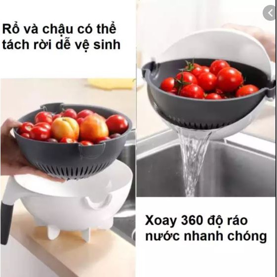 [𝐗𝐚̉ 𝐥𝐨̂̃ 69𝐤] Bộ Bào Sợi Rau Củ 9 Món Chipmart Kiêm Rổ Rửa 9 trong 1