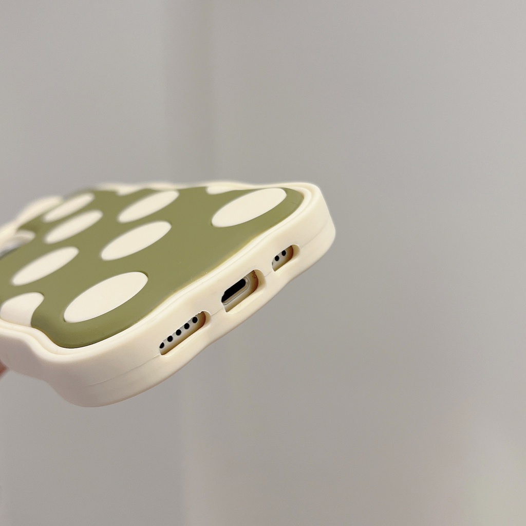 Ốp Điện Thoại Silicon Mềm Chống Sốc Họa Tiết Chấm Bi Phối Nơ Màu Xanh Lá Cho 11 xs max 7P / 8 Plus / 12pro / 13 / pro max