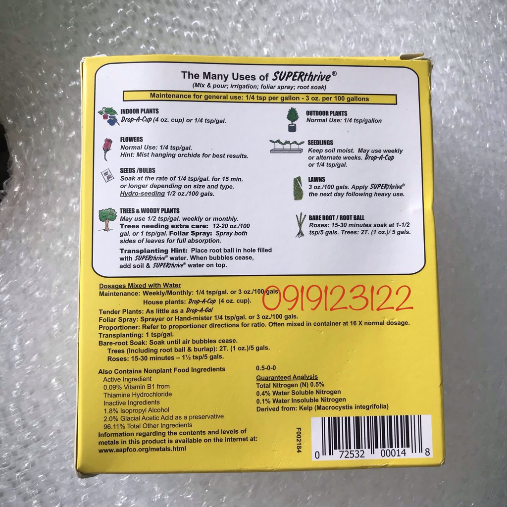 Hormon kích thích tăng trưởng-Super Thrive 120ml kích ra rễ, chồi, hoa cực tốt cho lan