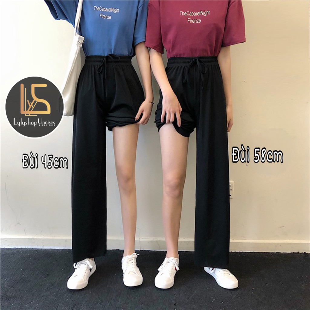 Quần ống rộng nữ LylyshopUnisex, quần dài mặc mùa hè kiểu ống suông che khuyết điểm đùi to chất tăm mềm mịn không nhăn