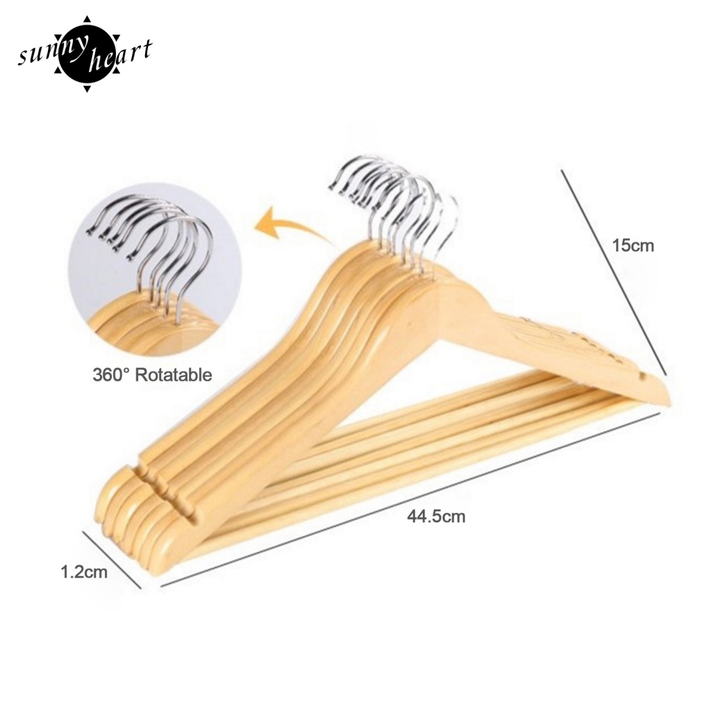 Set 5 Móc Treo Quần Áo Bằng Gỗ Tiện Dụng