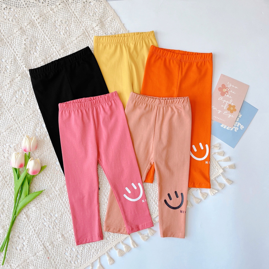 Quần legging smile ATKID cho bé gái đi học chất liệu cotton borip cao cấp co giãn mềm mại siêu tốt