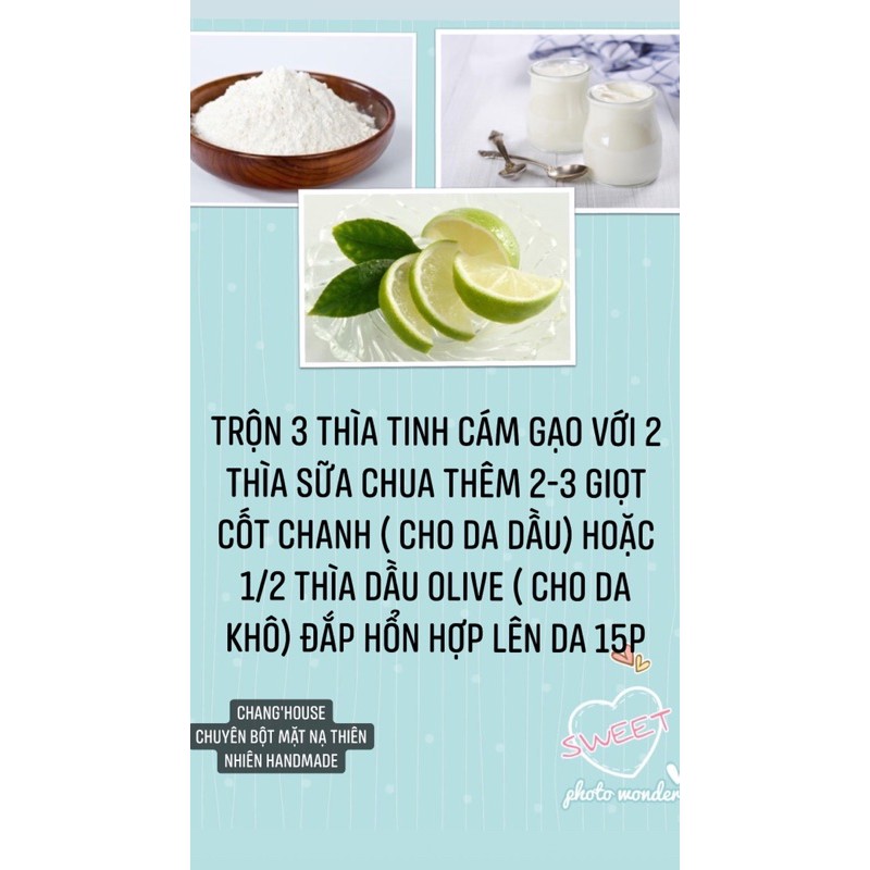 100G Tinh Cám Gạo Nguyên Chất Handmade Mặt Nạ Dưỡng Trắng Da Lành Tính