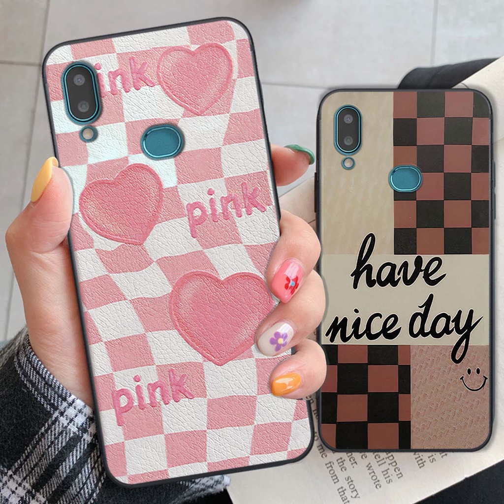 Ốp Samsung A10s caro trái tim cá tính, thời trang siêu đẹp, siêu phong cách
