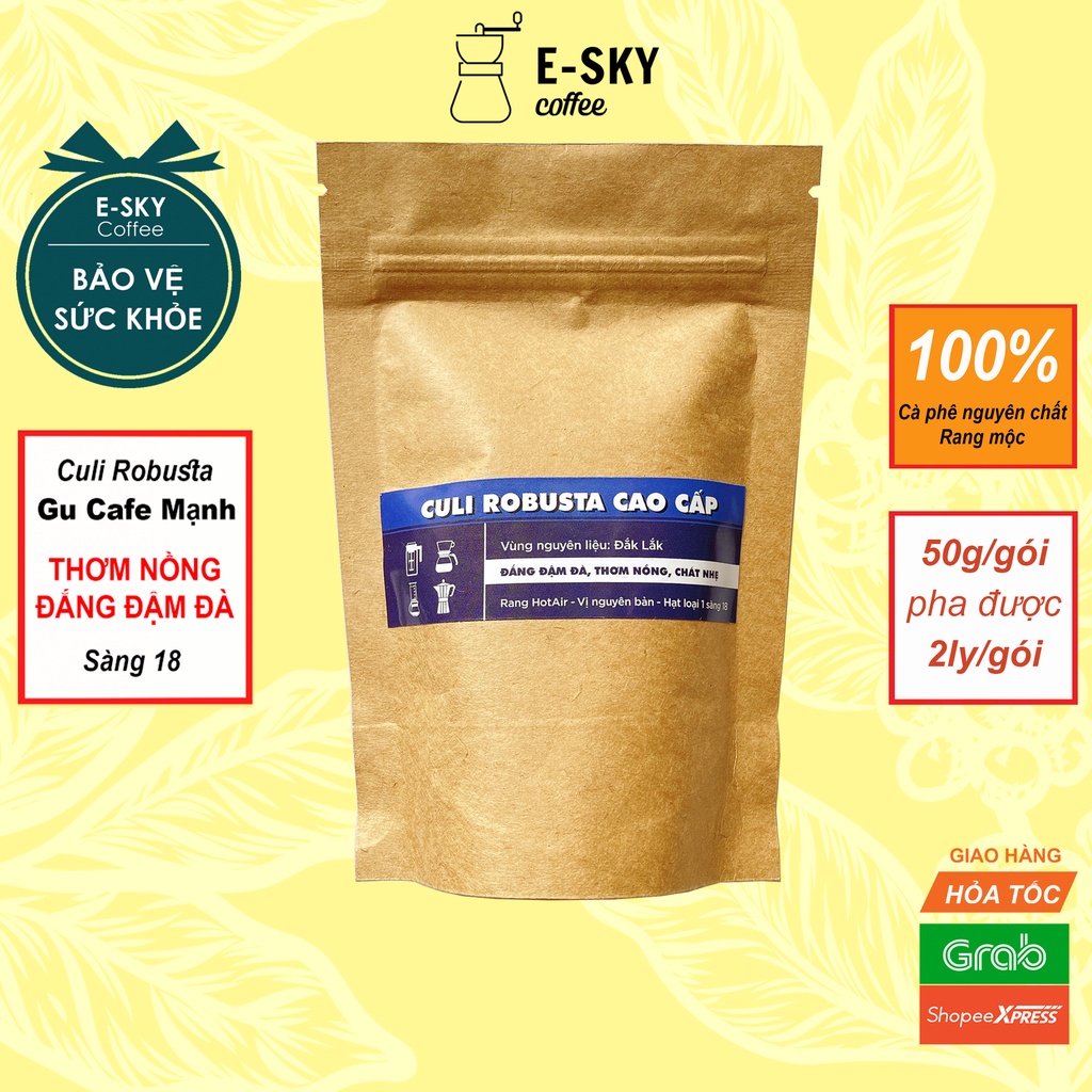 Mẫu thử cà phê nguyên chất 100% các loại của E-SKY Coffee pha phin pha máy cold brew 50gr | BigBuy360 - bigbuy360.vn
