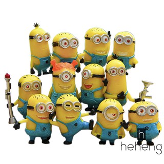 Set 12 tượng Minion đồ chơi màu vàng chất liệu PVC