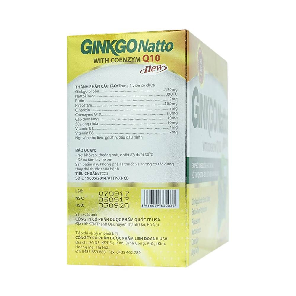 GINKGO NATTO NEW WITH COENZYM Q10 - GIÚP BỔ SUNG DƯỠNG CHẤT CHO NÃO - TĂNG CƯỜNG TUẦN HOÀN MÁU NÃO HỘP 100 VIÊN