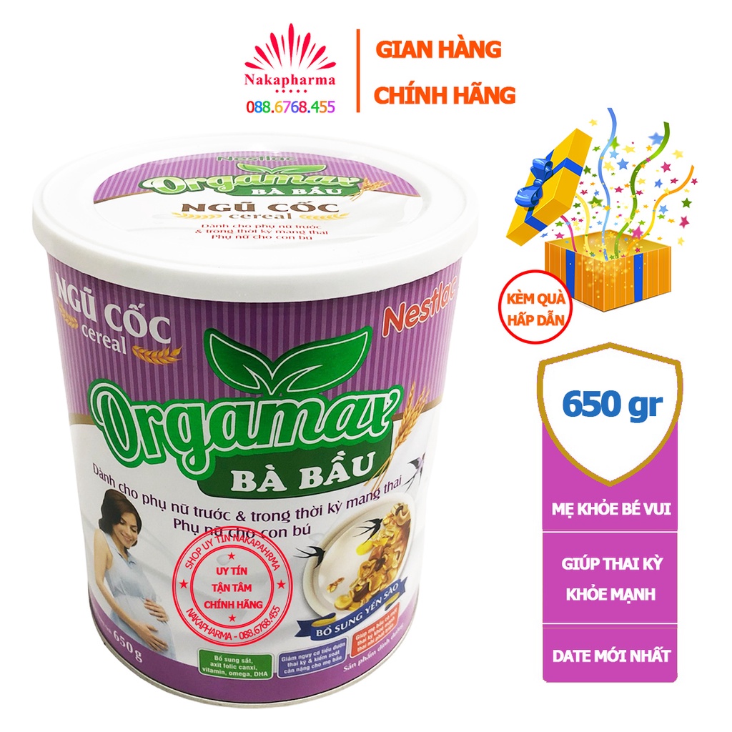 Ngũ Cốc Cereal Orgamax Nestla Bà Bầu 650g – Bổ sung acid folic, sắt cho bà bầu, giảm mệt mỏi thai kỳ, bé phát triển khỏe