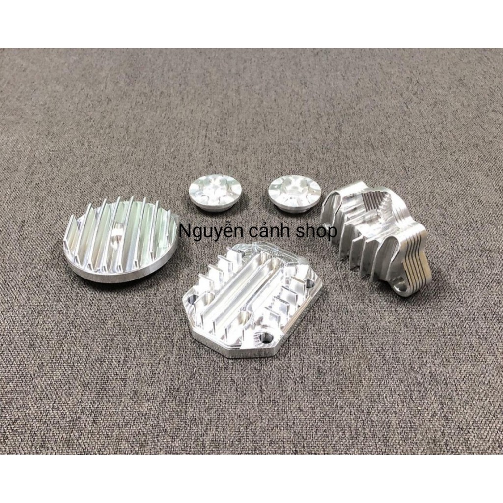 Bộ 5 nắp đầu bò xe Draem Wave nhôm CNC , nắp đầu động cơ