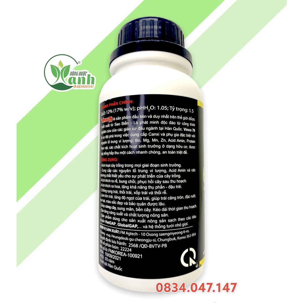 Phân bón lá trung lượng Vino 79 chai 500ml - Vinco79, VINCO 79 - KOREA