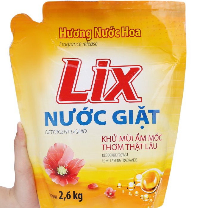 Nước giặt Lix Matic hương nước hoa túi 2.6 lít