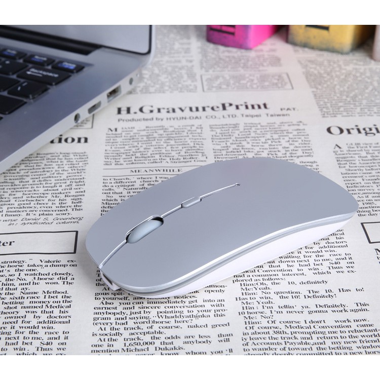 Chuột không dây 2.4G không âm thanh gây ồn, tích hợp pin sạc, thích hợp chuột văn phòng kiểu dáng mac book