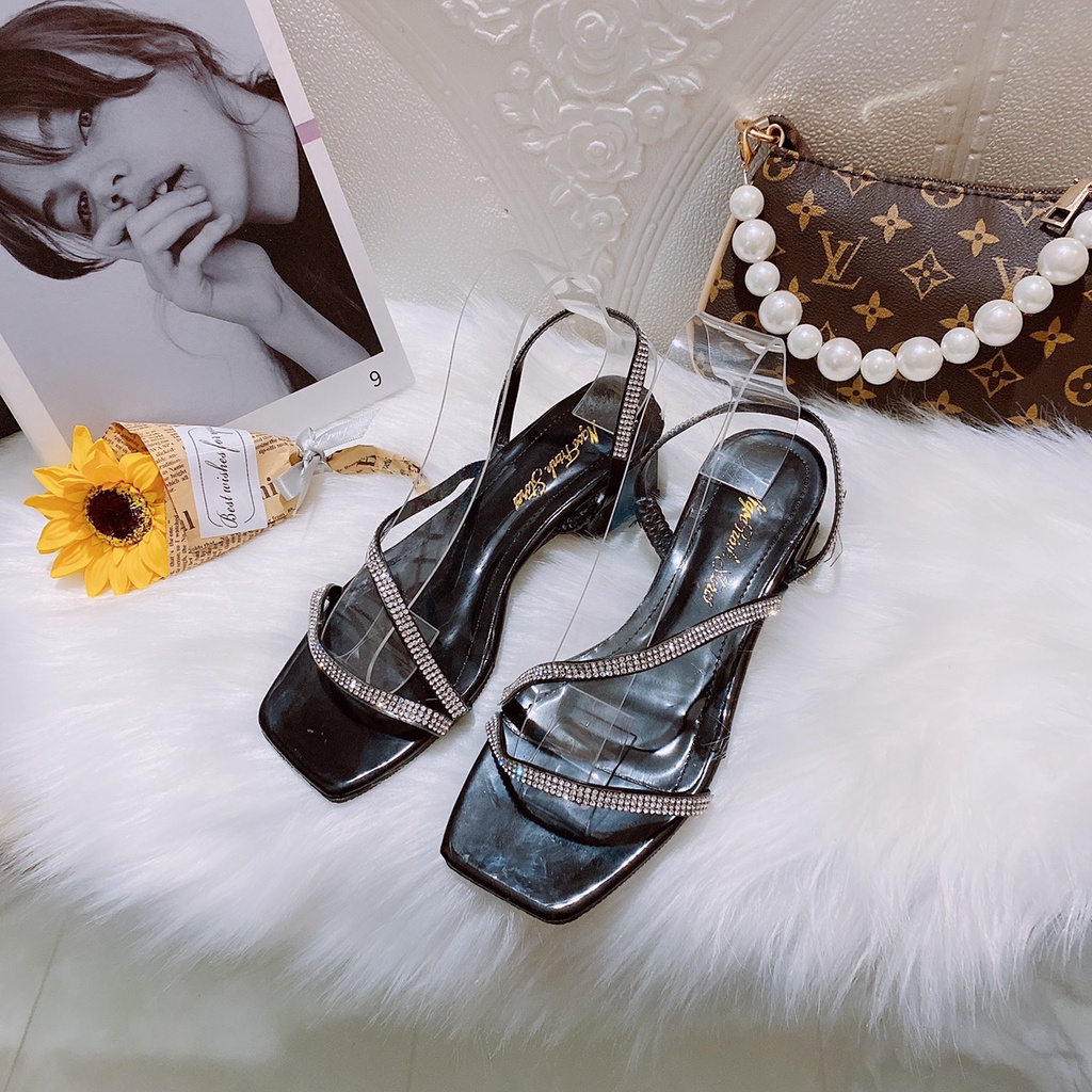 DÉP QUAI HẬU NỮ I SANDAL QUAI ĐÁ KÉP GÓT VUÔNG 4P NHẸ NHÀNG DỄ ĐI