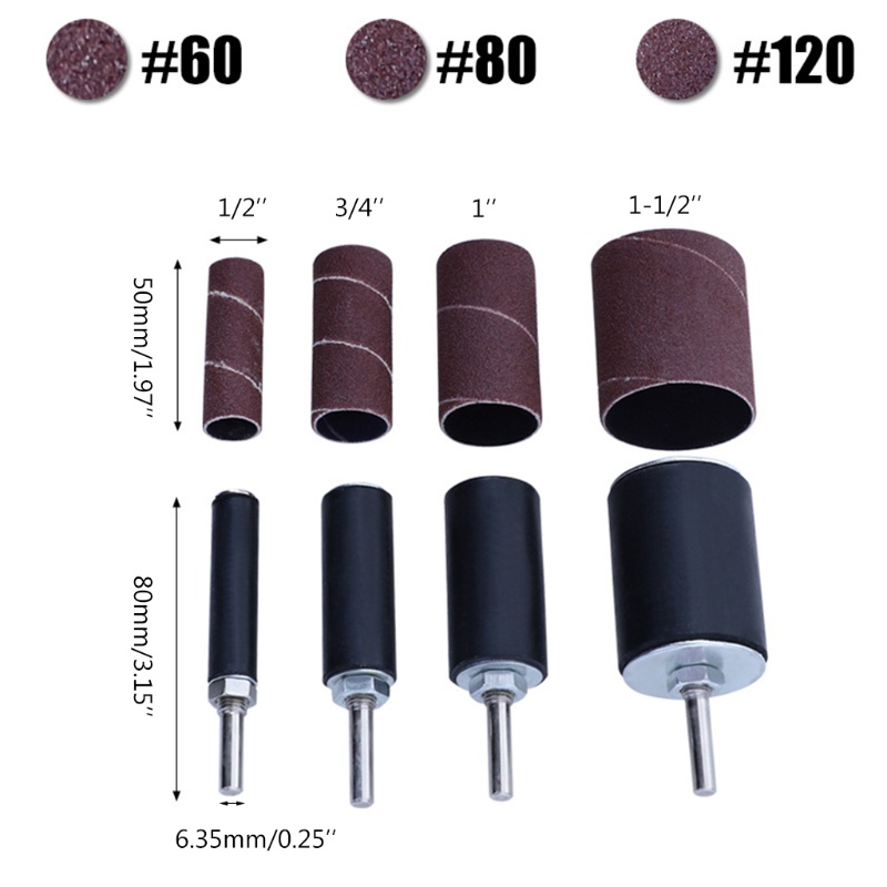 Bộ Trống Chà Nhám 60 Độ# 80# 120# Vòng Nối Trang Trí Cát Điện Chuyên Dụng