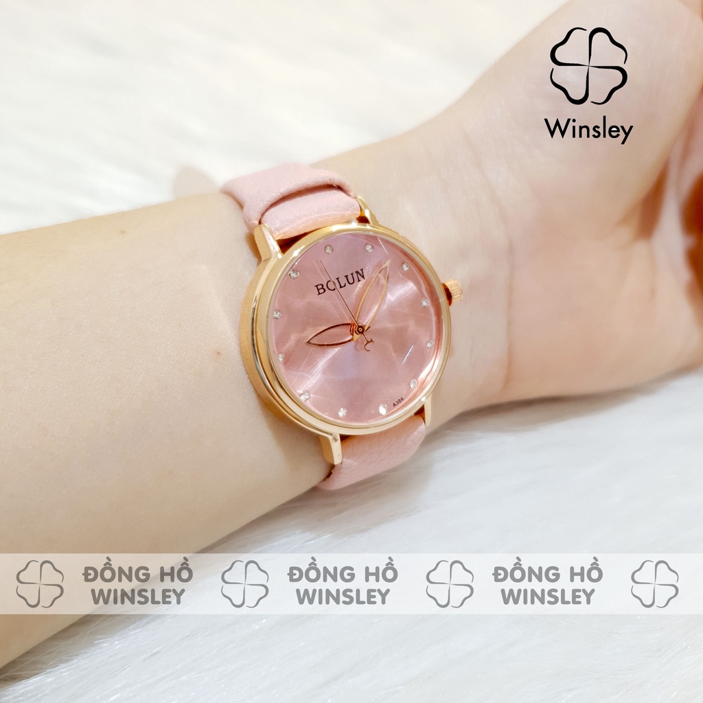 Đồng hồ nữ Bolun dây da kim to mặt kính cánh hoa chính hãng Tony Watch | BigBuy360 - bigbuy360.vn