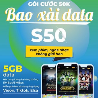 Sim Mobifone S50 ED50 max data , Không giới hạn dung lượng , 50k/tháng